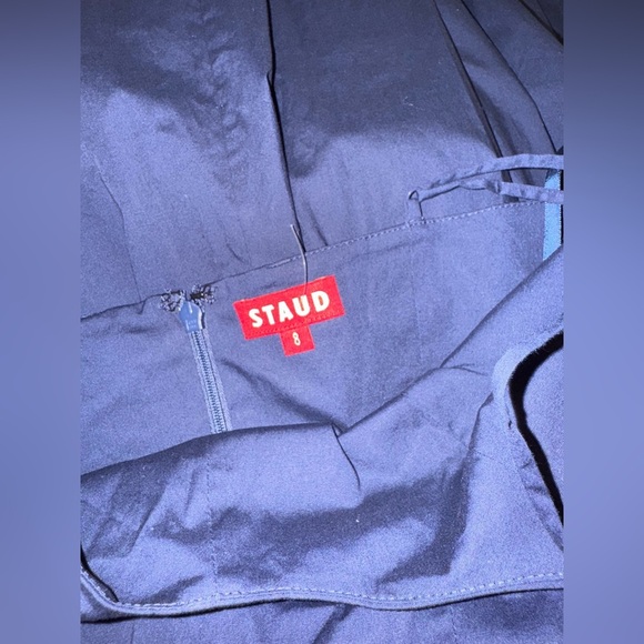 NWOT STAUD DENA drop waist Navy Blue Midi Dress sz 8 - Picture 7 of 7